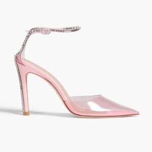 Stuart Weitzman Glam 100 Pink Crystal-embellished PVC Pumps Heels US 8